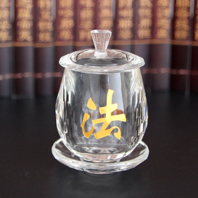 Crystal water cup with transparent glass for the Dharma monk water cup holy water cup / household goods fittings