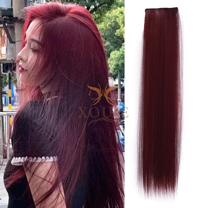 Fashionable Women's Raspberry Red Hair Extensions, Long Straight Hair Extensions, Realistic Red Color, Natural Looking, White-Enhancing, Stylish and Versatile