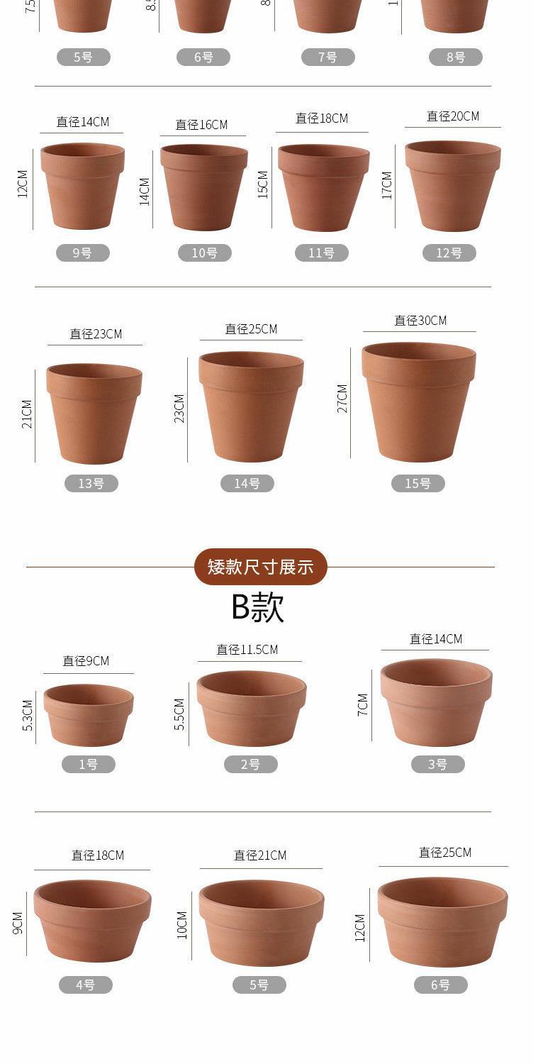 Flushed red pottery fleshy flower pot seedling large thick clay ceramic made of baked clay mud short basin of large diameter special package mail