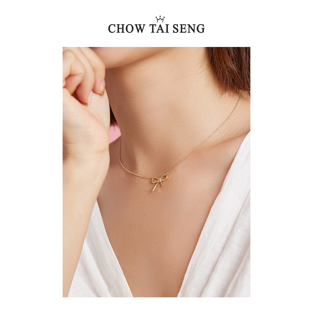 CHOW TAI SENG 周大生 S925银 蝴蝶结吊坠项链 双重优惠折后￥109包邮 3色可选