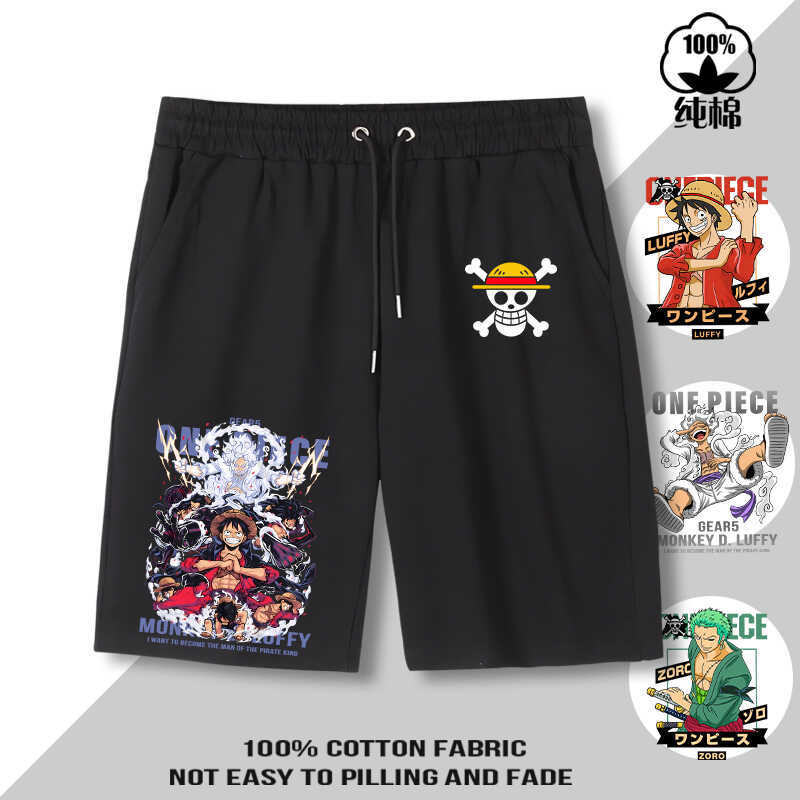 One Piece Casual Pants for Men, Pure Cotton, Loose Fit, Sports Shorts, Luffy, Zoro, Children's Trendy Shorts