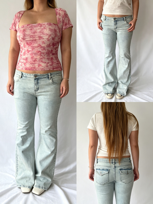 Margaretby Slightly Plus-Size American Retro Washed Distressed Low-Rise Jeans with Extra Short Inseam