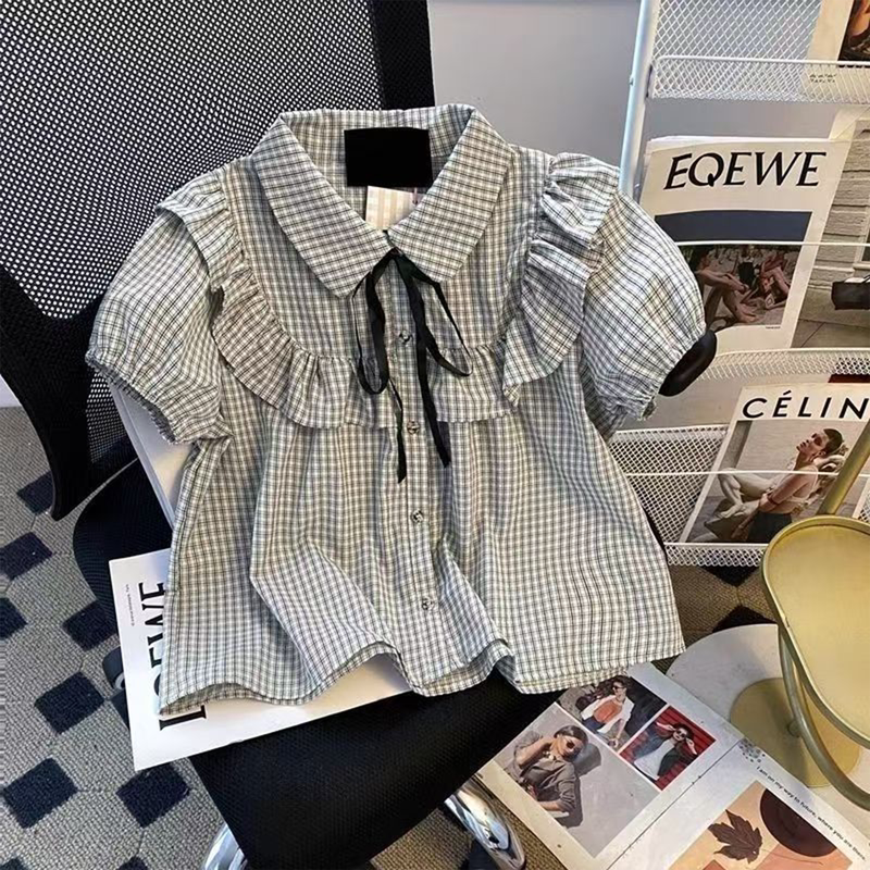 Sweet Bow-Knot Shirt for Women, College Style, 2026 Summer New Model, Slim-Fit Puff Sleeve Short Top for Petite Figures Sweet Bow-Knot Shirt for Women, College Style, 2026 Summer New Model, Slim-Fit Puff Sleeve Short Top for Petite Figures