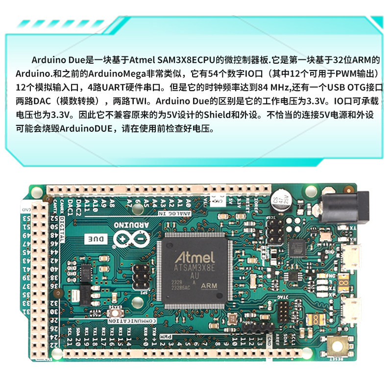 Italian Original Imported Arduino Due A000062 Atmel Atsam3X8E Microcontroller