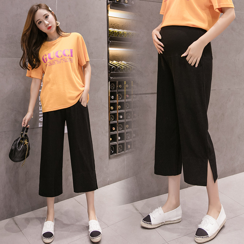 2021 plus fertilizer for overweight pregnant women pants summer thin section 70% inner lap pants weight MM200 Loose Broadlegged Pants