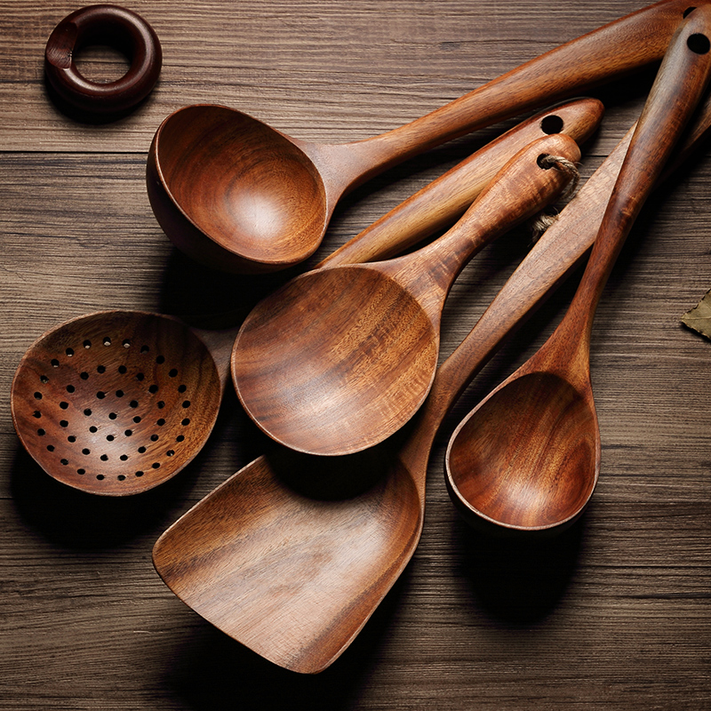 Home pan shovel high temperature wood shovel non-stick cook special wooden spoon for meal with big soup spoon