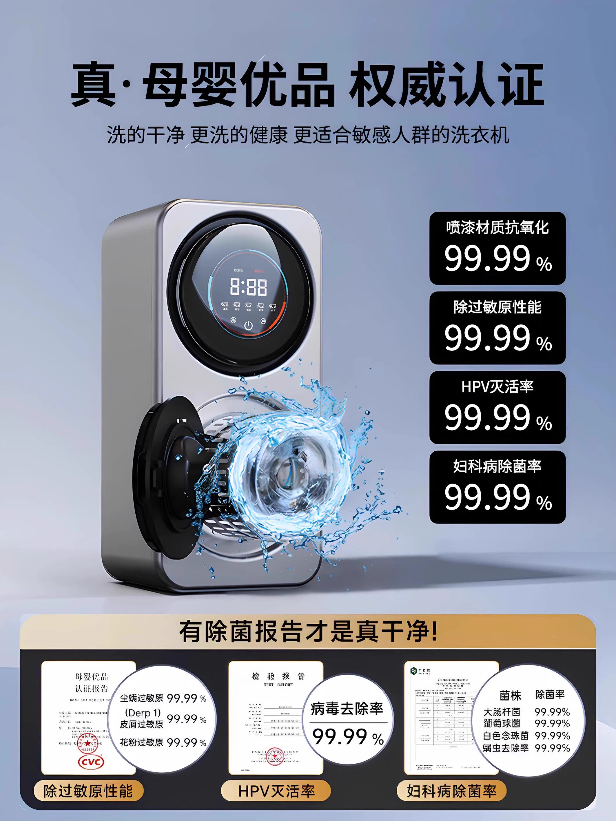 Fully Automatic Mini Washing Machine with Dual Drum for Washing and Drying Underwear and Socks, Wall-Mounted