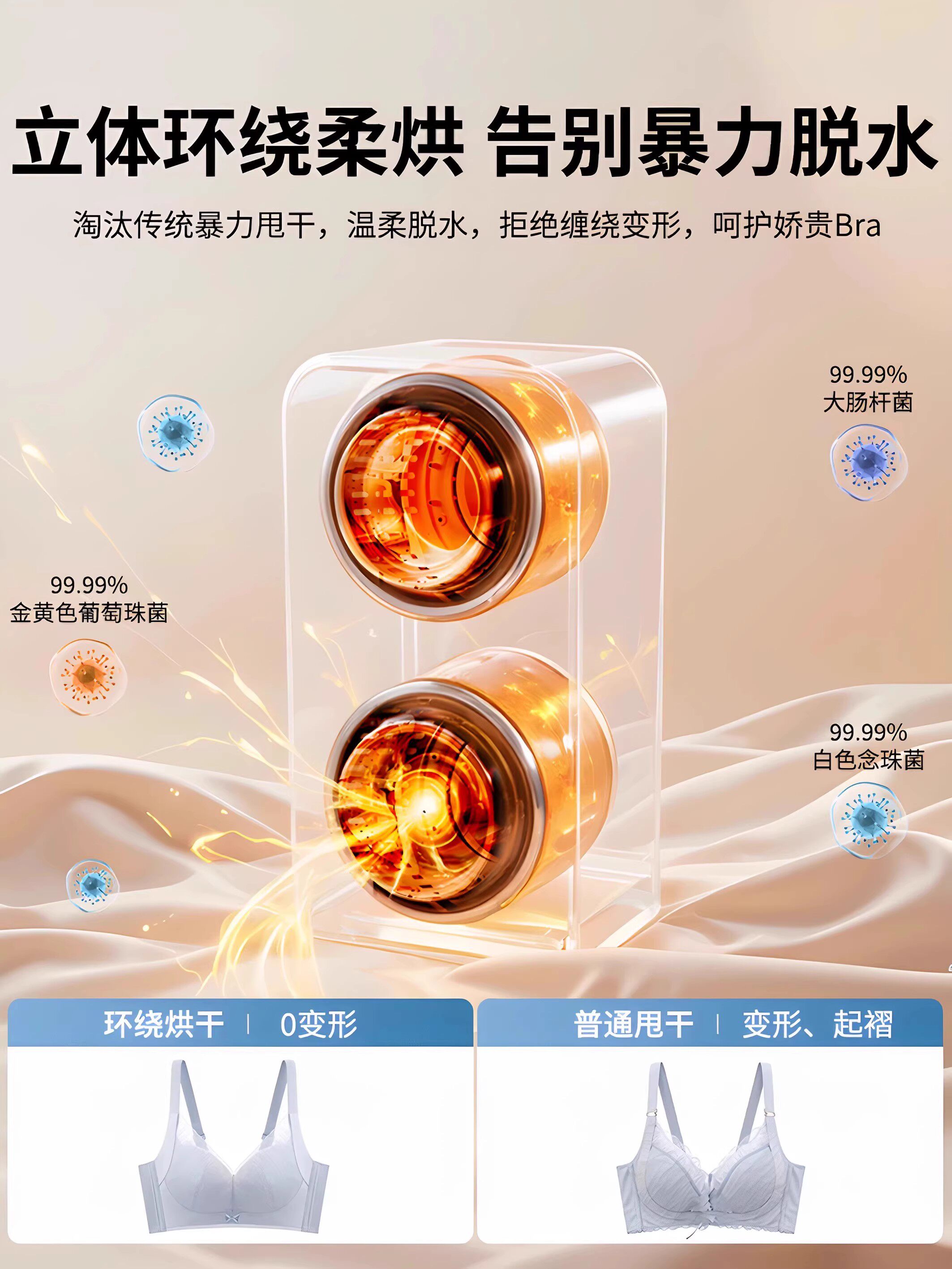 Fully Automatic Mini Washing Machine with Dual Drum for Washing and Drying Underwear and Socks, Wall-Mounted