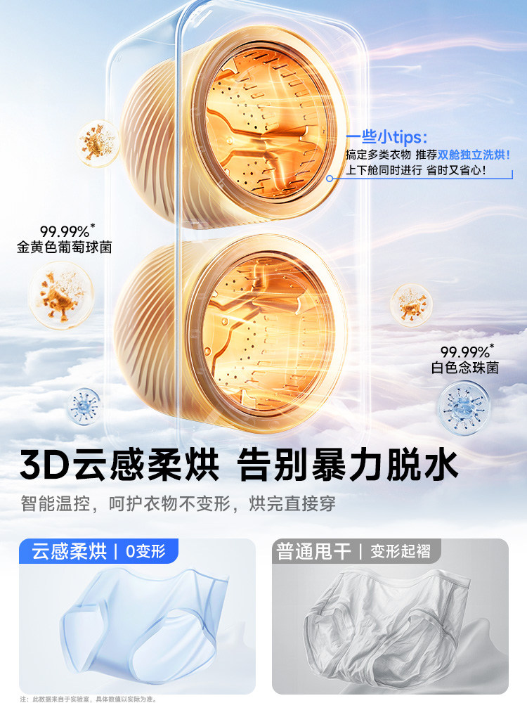 Fully Automatic Mini Washing Machine with Dual Drum for Washing and Drying Underwear and Socks, Wall-Mounted