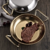 Утолщенная из нержавеющая сталь морепродукты кипящая плита корейская жареная курица тарелка золотой рисовый блок горячий горшок с двойными ушами плоский сухой горшок