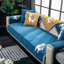 Winter short plush sofa cushion Nordic living room simple cartoon non-slip cover cover towel back towel cover cloth for all seasons