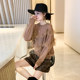 Mesh splicing gentle style round neck pullover lazy sweater thin early spring 2024 new women's European fashion trend