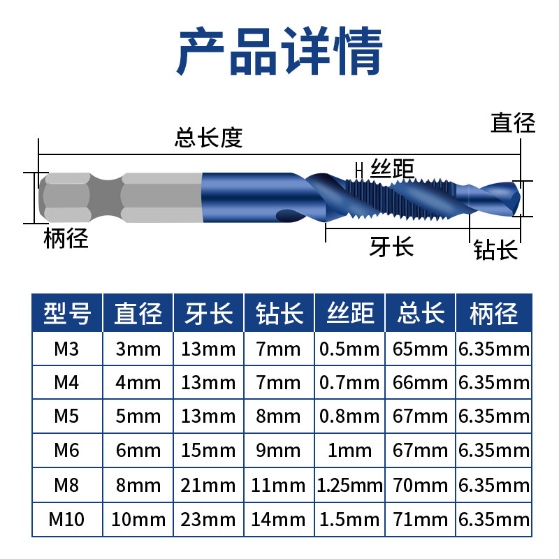 Integrated Drill and Tap Set for Electric Drilling, Including Drill Bits, Electric Drill, and Threading Tools
