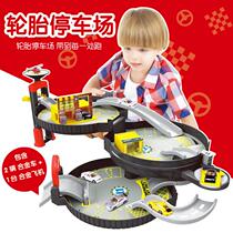 Toys Kids Tires Parking Car Track Car Boys Assemble Model Engineering Multi-layer Alloy Set Literature