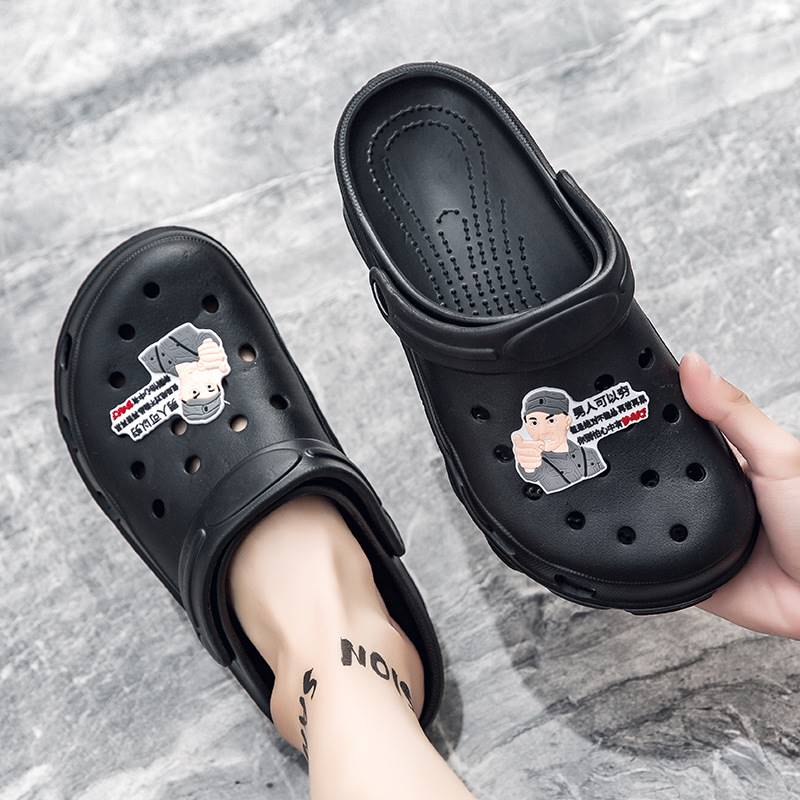 Summer trend men's hole shoes wear anti-slip thick soles wear sandals sports breathable bag beach slippers man