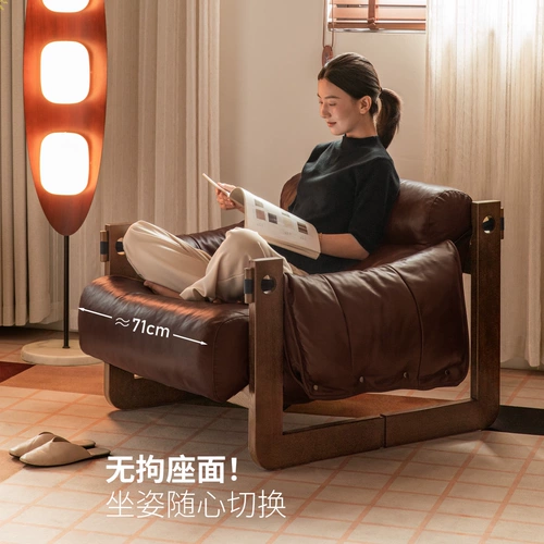 Ретро кожаный диван из натурального дерева для отдыха, воловья кожа