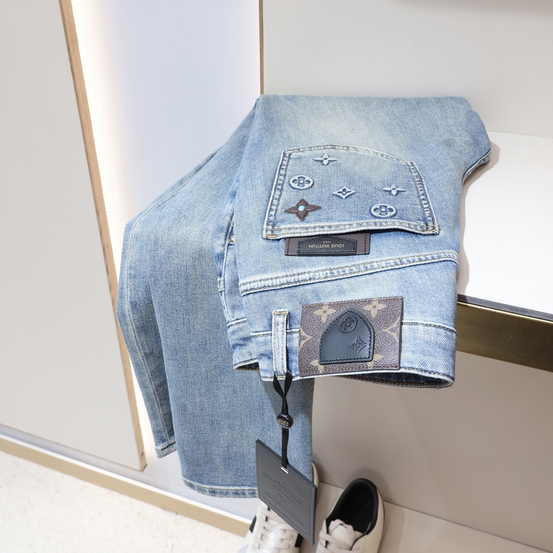 European and American Trendy Light Blue Stretch Thin Denim Pants for Men, Comfortable and Soft Slim-Fit Straight-Leg Casual Pants for Spring and Summer