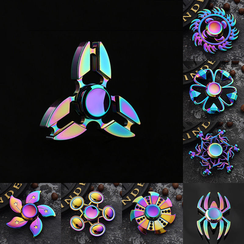 Fingertips Tops Metal Dazzling Luminous Fingers Spiral Turning Children Students Steel Alloy Toy Rotor Tops