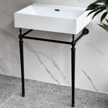 VERA retro classic all-copper black stand washbasin British bathroom floor stand ceramic washbasin gold