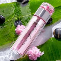 Tea water separation glass cup Female student net red Simple fresh forest cute mini Korean version of bubble tea cup