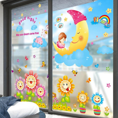Мультяшная школьная детская оконная наклейка для детского сада, стеклянные наклейки для спальни на стену