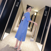 Summer wear fashion short sleeve lactation women postpartum feeding clothes out hot mother loose dress summer tide