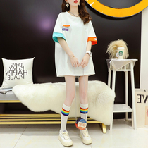 Fashion hot mom loose fake two nursing short-sleeved T-shirt womens 2021 new summer foreign style out feeding top