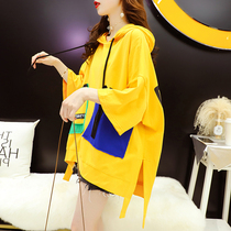 Hooded fashion hot mom lactation short-sleeved t-shirt female ins tide in the long summer loose postpartum feeding top