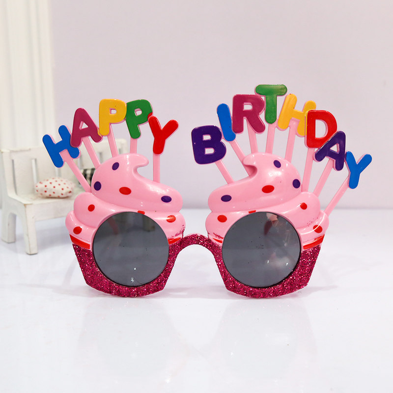 Net red birthday funny glasses Cute party cake photo props posing sunglasses Children's baby year-old decoration