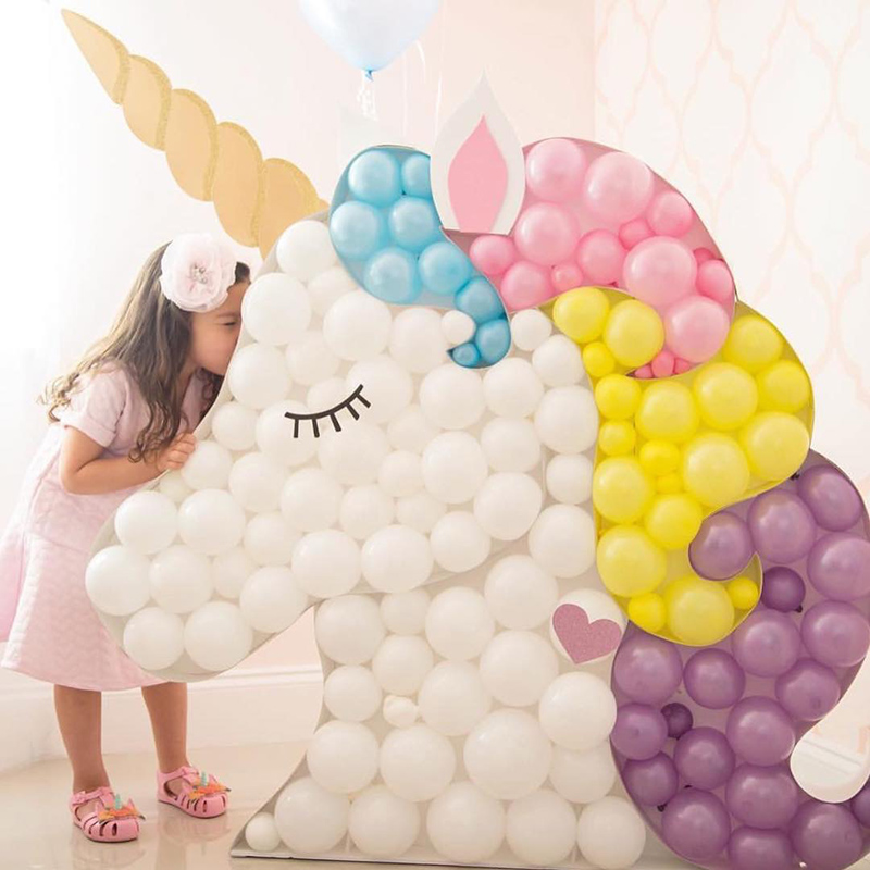Three-dimensional unicorn shape theme balloon kt board layout birthday party decoration net red white swan vibrato with the same paragraph