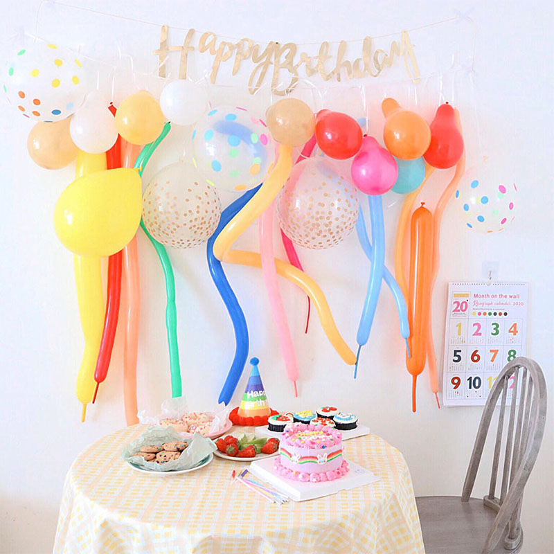 South Korea Children's Birthday Decorations Laqi Baby 100 Days Placement, Cartoon Balloon Strings Color Background Wall Package