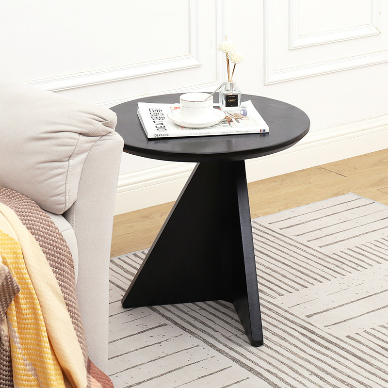 Nordic light luxury solid wood side table Japanese style simple living room round coffee table wabi sabi wind homestay designer corner table customization