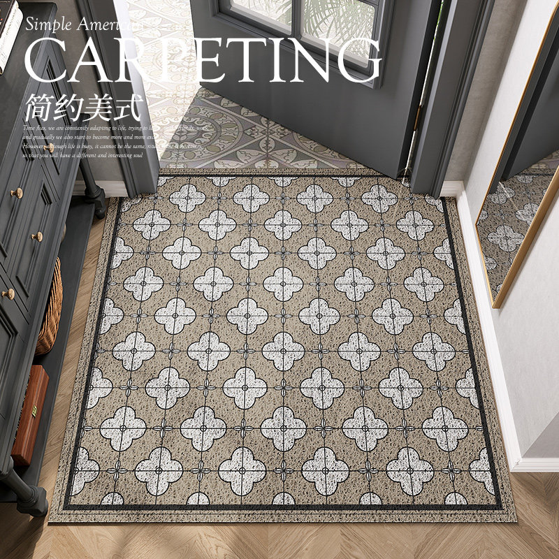 Starter Upscale Silk Ring Ground Mat Brief Modern Light Extravagant Entrance Door Mat to cut pvc Good cleaning foot pad