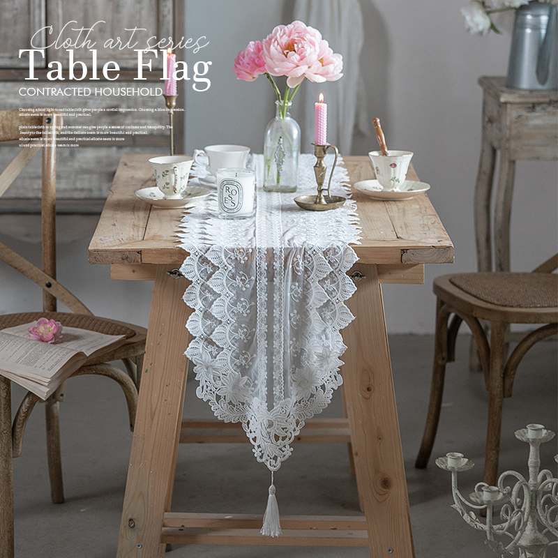 French White Lace Embroidery Woven Table Flag American Eurostyle Light Lavish Tea Table TV Cabinet Table Cloth Shoes Cabinet Geb