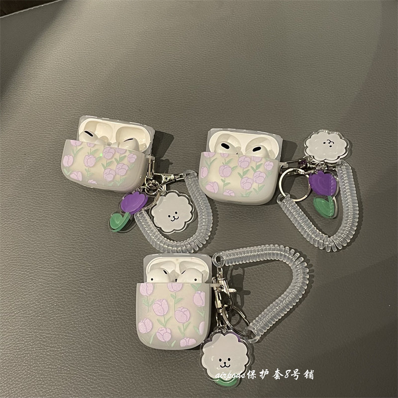 ins small crowdsourced tulip flowers apply Apple Bluetooth 3 generation headphone shell airpods pro protective sleeves 2 generations