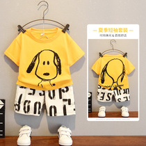 Boy Nets Red Suit Foreign Air Children Summer Thin boy short sleeves clothes 2-year-old male baby 3 summer load