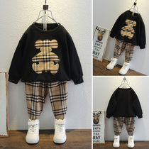 Boy Spring Clothing Suit Children Fried Street Fashion Little Bear Spring Autumn Children Handsome Gas Nets Red Tides Boy Bottling Baby Boy Ocean Qi