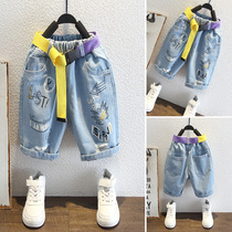 Boy jeans Summer new children Letters Denim Shorts Summer Clothing Baby Fried Street Pants Kids Trend Summer