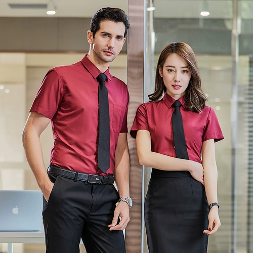 Рубашка подходит для мужчин и женщин для работы, пиджак классического кроя, комплект, короткий рукав