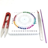 Крючок для вязания, комплект, ножницы, плетеный браслет из красной нити ручной работы, тройник