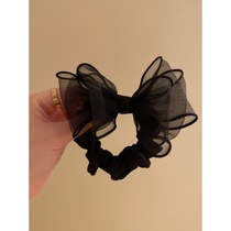 Korean version of organza large intestine hair ring Internet celebrity 2023 new versatile bow headband ball hair accessories hair ring