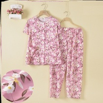 Cool button summer coat old lady suit middle-aged and elderly artificial cotton cotton cotton pajamas two-piece mother