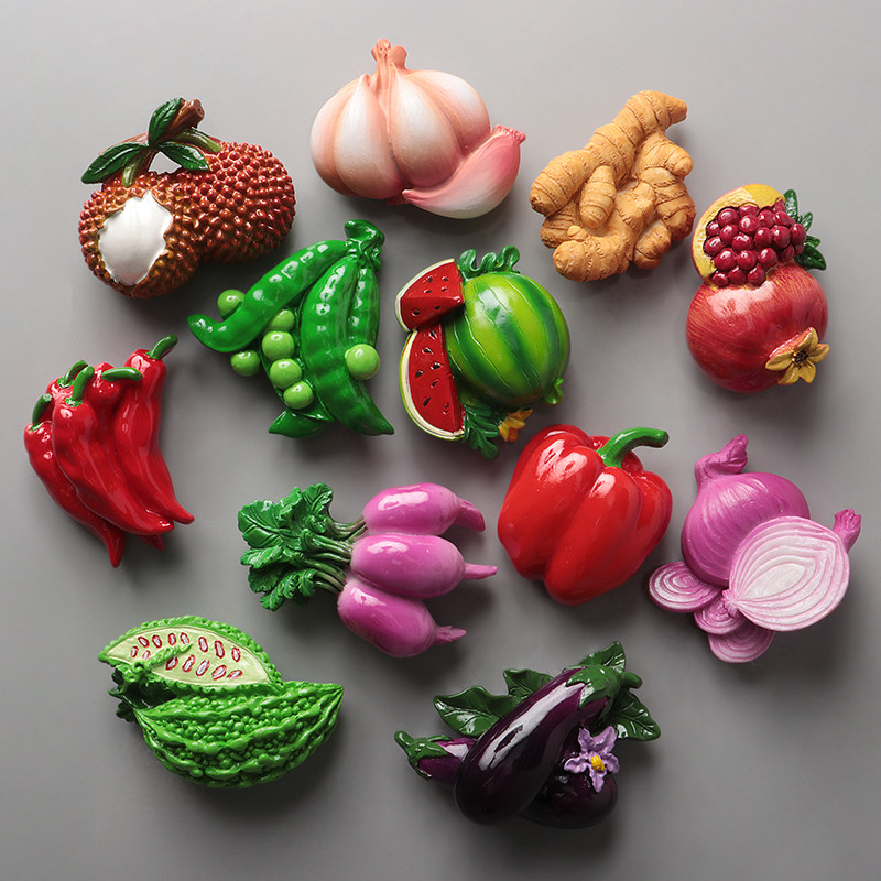 Stereo simulation of pastoral vegetable fruit refrigerator plaster magnetic decoration magnetic sticker magnetic buckle