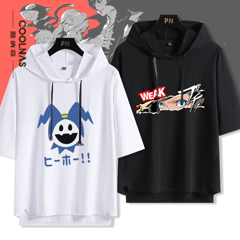 Persona Clothing Persona Top P5 Shinnosuke Arisu Merchandise Hooded Short-Sleeve T-Shirt Men's Summer Half-Sleeve Persona Clothing Persona Top P5 Shinnosuke Arisu Merchandise Hooded Short-Sleeve T-Shirt Men's Summer Half-Sleeve