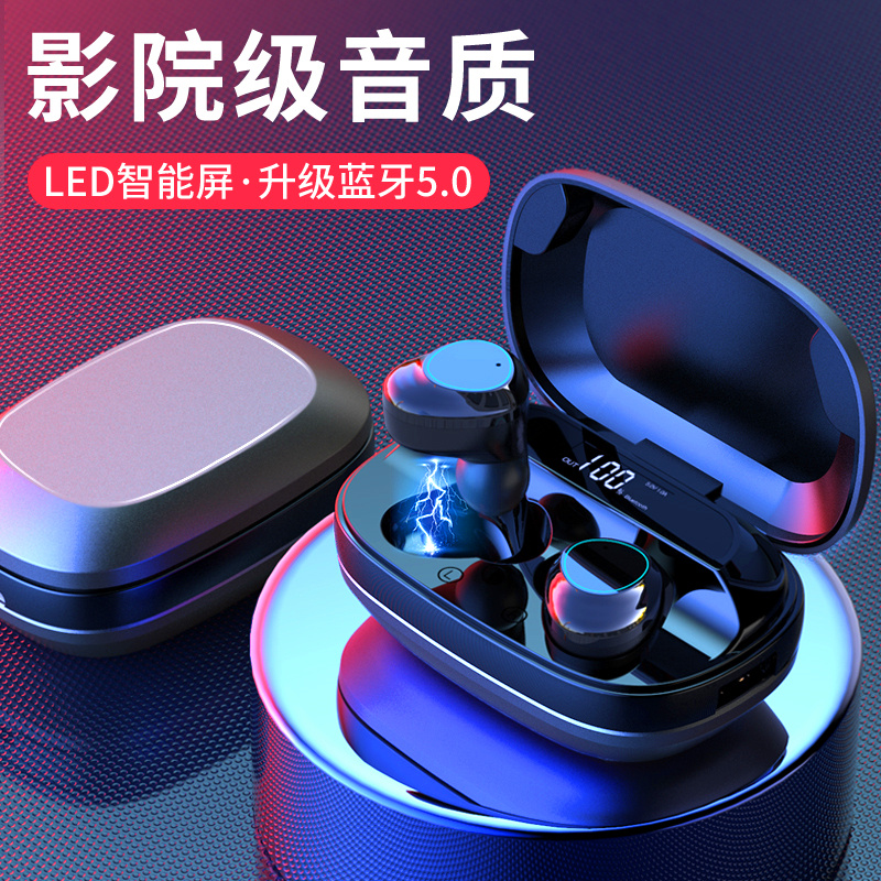 Bluetooth headset wireless binaural sports running driving waterproof listening song unisex subwoofer LED digital display