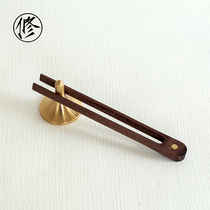 Black walnut tea clip simple tweezers solid wood pure copper kung fu tea set accessories clip tea ceremony set home Japanese