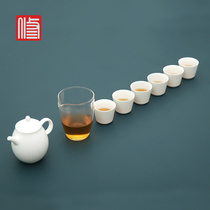 White porcelain kung fu tea set 8 head set a Pot 6 cups household ceramic tea cup glass Road cup set
