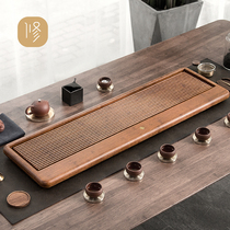 Heavy Wood tea tray household pull trough Japanese style simple modern rectangular Tea Sea tea table whole piece kung fu tea ceremony drainage style