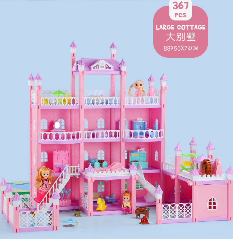 quần áo cho búp bê Trẻ em dài -Công chúa Doll House Villa Castle Mới Dream Princess House Set Túi Túi quà sinh nhật Đồ chơi ngôi nhà búp bê quần áo búp bê