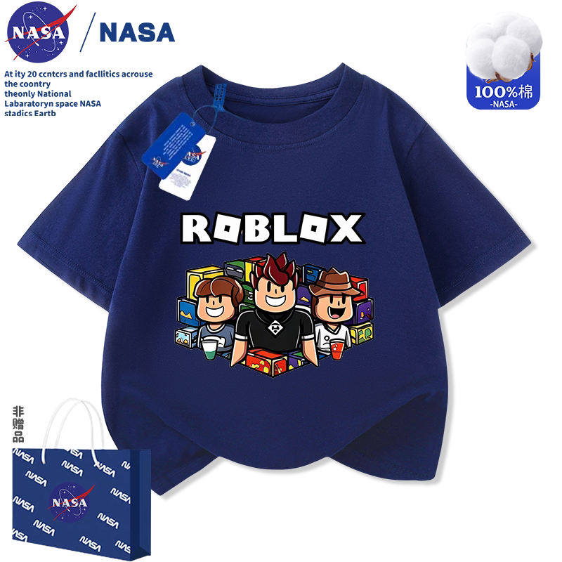 Nasa Cartoon Roblox Printed Kidsren's Pure Cotton Short-Sleeved T-Shirt Summer Trendy Half-Sleeved Top for Middle-Aged and Older Boys and Girls Nasa Cartoon Roblox Printed Kidsren's Pure Cotton Short-Sleeved T-Shirt Summer Trendy Half-Sleeved Top for Middle-Aged and Older Boys and Girls